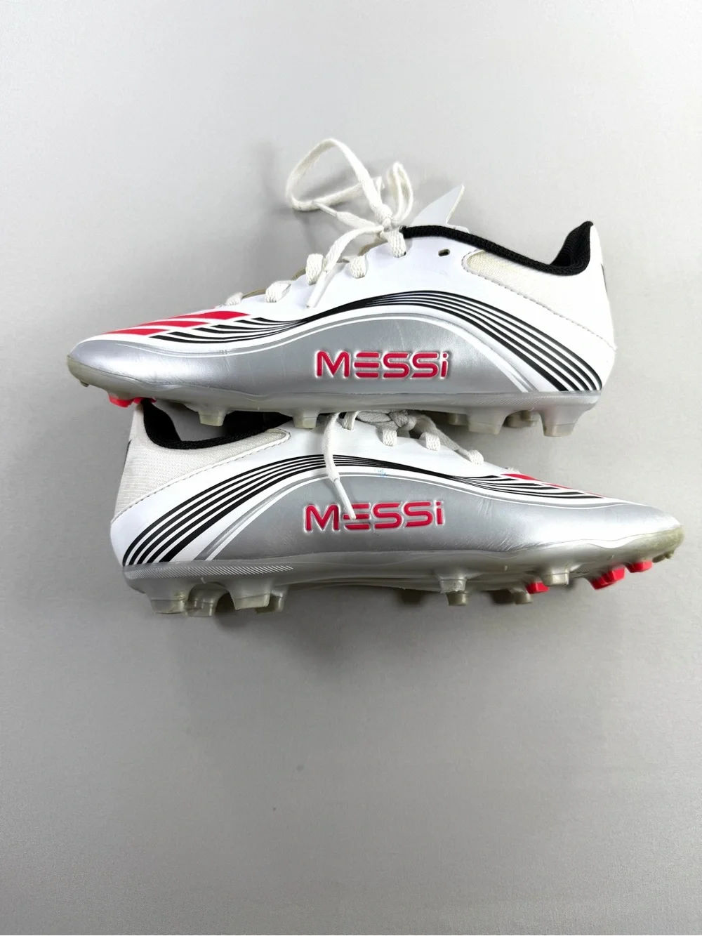Adidas F50 Messi Soccer Cleats White Silver Red FG Size 6